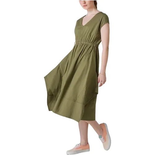 Olivgrünes Popeline Kleid , Damen, Größe: XS - Deha - Modalova