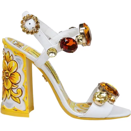 Multicolor Stone Sandal with Jewel Strap , female, Sizes: 4 UK, 6 1/2 UK, 3 UK, 6 UK, 7 UK, 4 1/2 UK, 5 UK - Dolce & Gabbana - Modalova