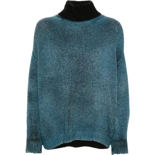 Blauer Strickpullover mit Rollkragen , Damen, Größe: XS - Avant Toi - Modalova