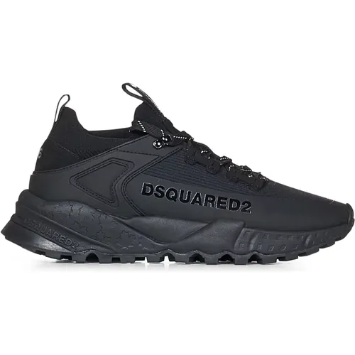 Schwarze Sneakers mit geripptem Knöchel , Herren, Größe: 40 EU - Dsquared2 - Modalova