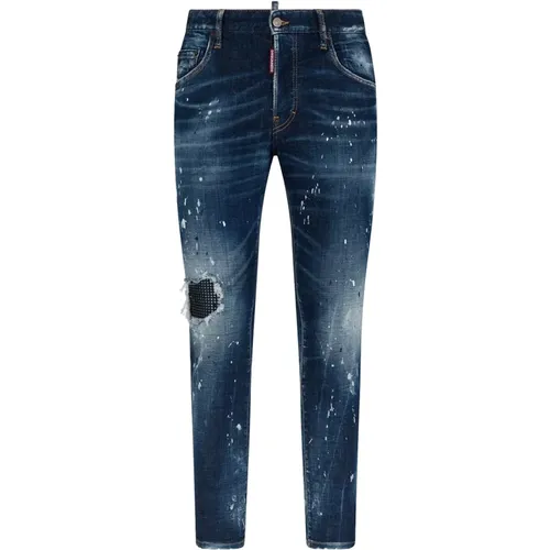 Blaue Slim Fit Used Wash Jeans - Dsquared2 - Modalova