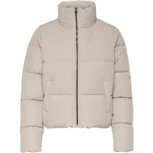 Kurze Pufferjacke in Pumice Stone , Damen, Größe: S - Only - Modalova