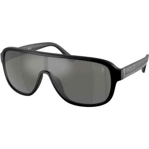 Sportliche und lässige Sonnenbrille mit verspiegelten grauen Gläsern - Ralph Lauren - Modalova