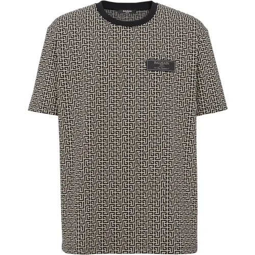 PB Labyrinth jacquard T-shirt , Herren, Größe: XS - Balmain - Modalova