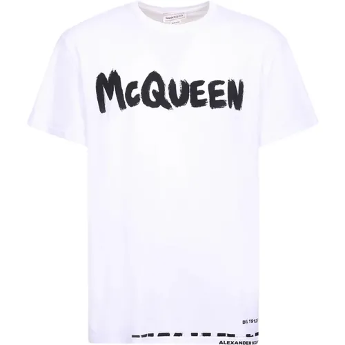 Weißes T-Shirt mit Logo-Print für Herren , Herren, Größe: M - alexander mcqueen - Modalova