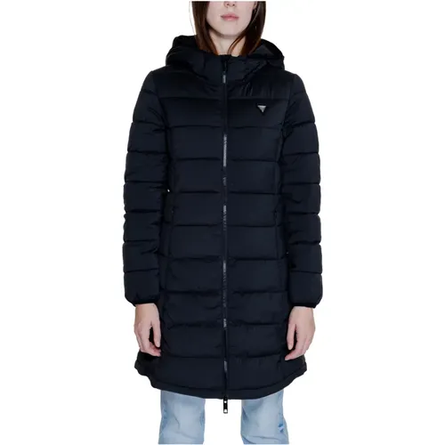 Schwarze Reißverschluss-Kapuzenjacke Herbst/Winter , Damen, Größe: XS - Guess - Modalova