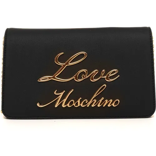 Schultertasche mit Metallkette und Taschen - Love Moschino - Modalova