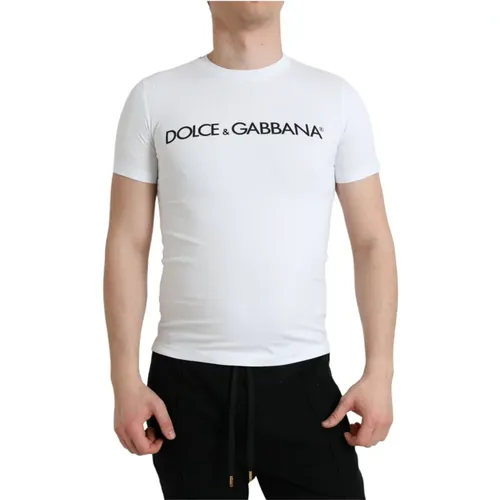 Weißes Logo Crewneck Tee , Herren, Größe: S - Dolce & Gabbana - Modalova