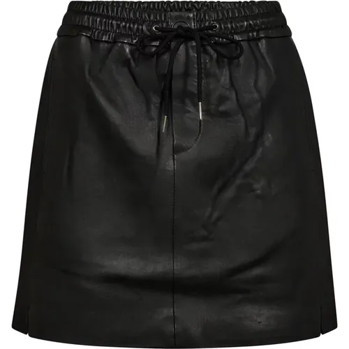 Schwarzer Lederrock mit elastischem Bund , Damen, Größe: M - Co'Couture - Modalova