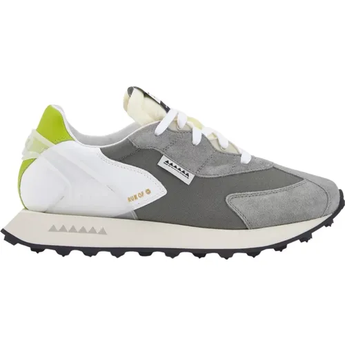 Grey Sneakers with Fluorescent Details , male, Sizes: 8 UK, 7 UK, 10 UK - RUN OF - Modalova