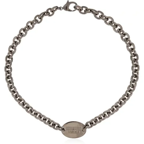 Logo Tag Chain Necklace Ruthenium/Ultrablack , male, Sizes: ONE SIZE - Dsquared2 - Modalova