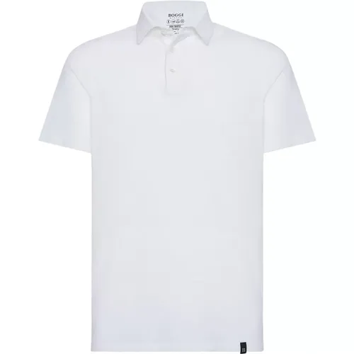 Regular Fit Polo Shirt aus Baumwoll-Crêpe-Jersey , Herren, Größe: L - Boggi Milano - Modalova