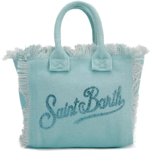 Klare Blaue Canvas Mini Shopper Tasche - MC2 Saint Barth - Modalova