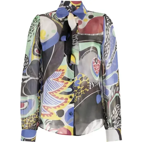 Abstract Silk Bow Blouse , female, Sizes: S, XS, M - Moschino - Modalova