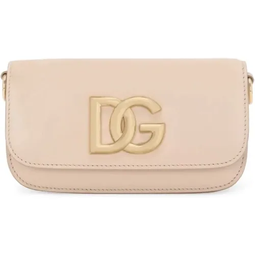 Leather Shoulder Bag with Gold-tone Hardware , female, Sizes: ONE SIZE - Dolce & Gabbana - Modalova