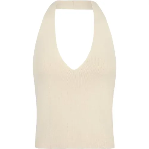 Siro, ivory knit halter top , female, Sizes: XL - Cortana - Modalova