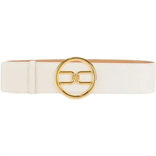 High-waisted belt with gold logo , female, Sizes: L - Elisabetta Franchi - Modalova