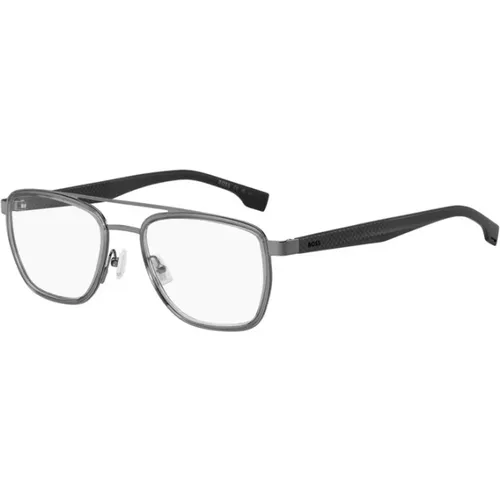 Stylish Grey Dark Ruthenium Glasses , unisex, Sizes: 55 MM - Hugo Boss - Modalova