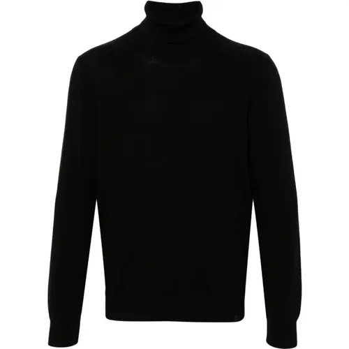 Schwarzer Wollstrick Rollkragenpullover , Herren, Größe: L - Fay - Modalova