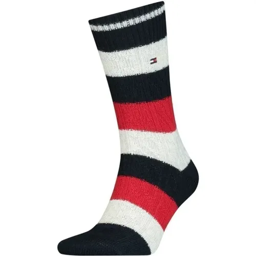 Cable Rugby Navy/Red Socken - Tommy Hilfiger - Modalova