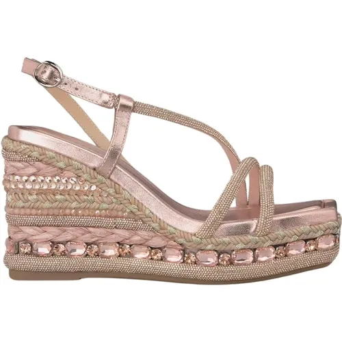 Rhinestone Wedge Sandal Straps , female, Sizes: 5 UK, 3 UK, 8 UK, 4 UK, 6 UK - Alma en Pena - Modalova