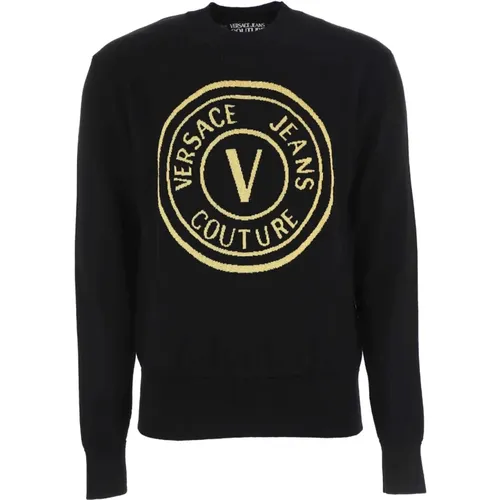 Schwarze Pullover für Männer , Herren, Größe: L - Versace Jeans Couture - Modalova