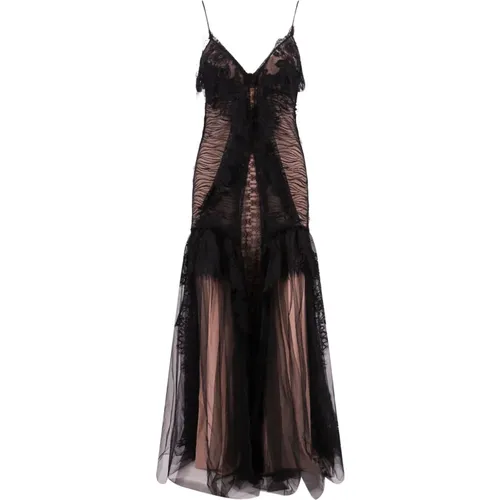 Dress with Zip Closure and Voile Insert , female, Sizes: XS - alberta ferretti - Modalova