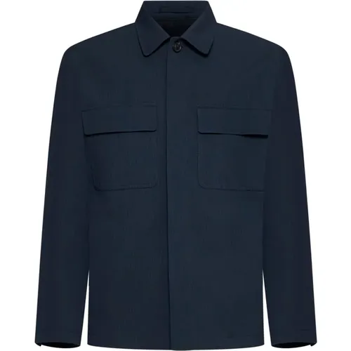 Blaue Jacke Hemd , Herren, Größe: XL - Lardini - Modalova