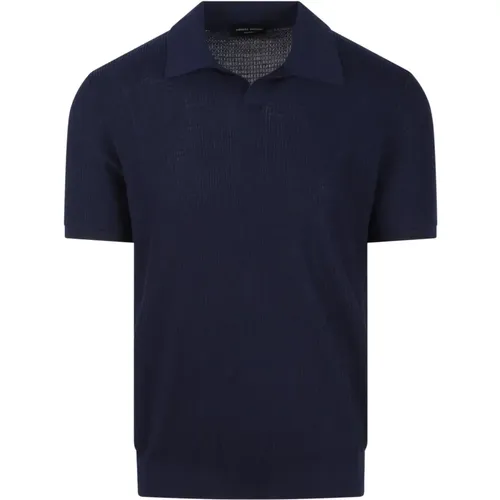 Ribbed Cotton Knit Polo Shirt , male, Sizes: L, M, 2XL, S, XL - Roberto Collina - Modalova
