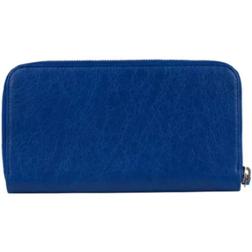 Geldbörse aus elektrisch blauem Leder mit dekorativenieten - Balenciaga - Modalova