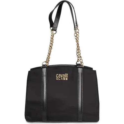 Leather and Synthetic Shoulder Bag with Zip Closure , female, Sizes: ONE SIZE - Cavalli Class - Modalova