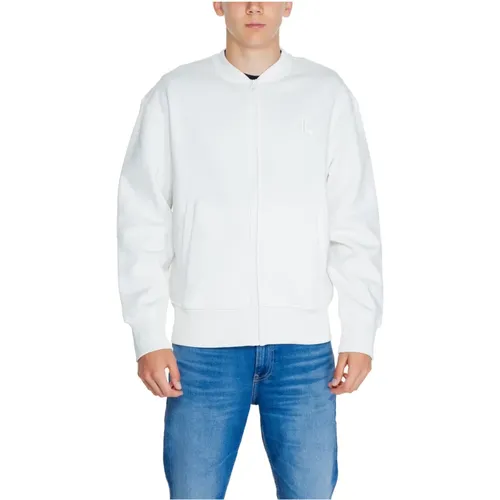 Weißer Zip-Up Sweatshirt Herren Herbst/Winter , Herren, Größe: L - Calvin Klein Jeans - Modalova