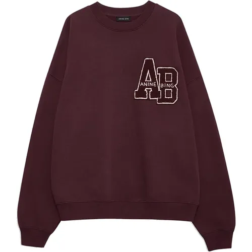 Roter Oversized Sweatshirt mit Logo - Anine Bing - Modalova