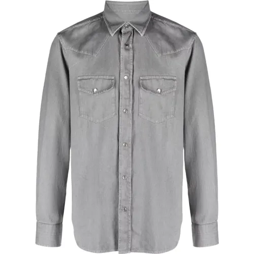 Denim Shirt in Cotton Twill , male, Sizes: 5XL, XL, L - Tom Ford - Modalova