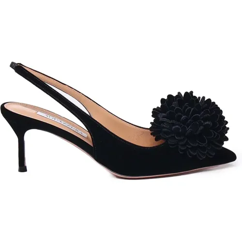 Heeled Pompon Slip-on Shoes , female, Sizes: 8 UK, 6 UK, 4 UK, 5 UK, 5 1/2 UK - Aquazzura - Modalova