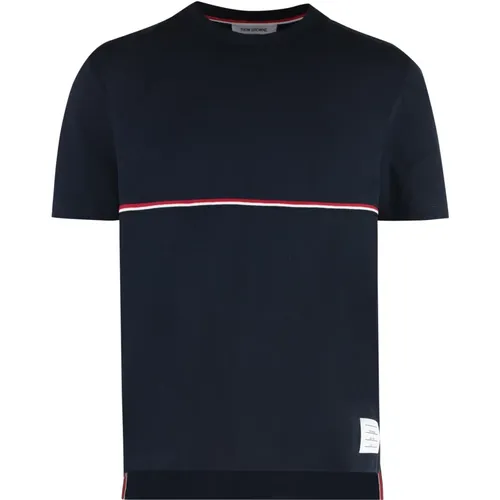 Baumwoll-T-Shirt mit Tricolor-Detail - Thom Browne - Modalova