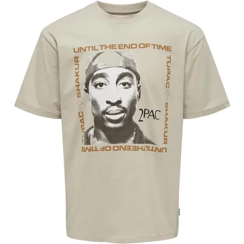 T-Shirt Tupac Kurzarmshirt mit Frontprint Relaxed Fit - Only & Sons - Modalova