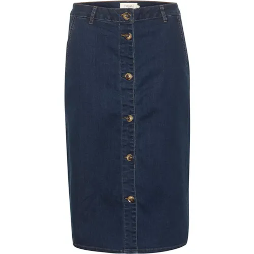 Denim Pencil Skirt Dark , female, Sizes: XL, 2XL, S - Cream - Modalova