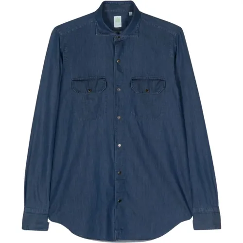 Denim Chambray Hemd , Herren, Größe: L - Finamore - Modalova