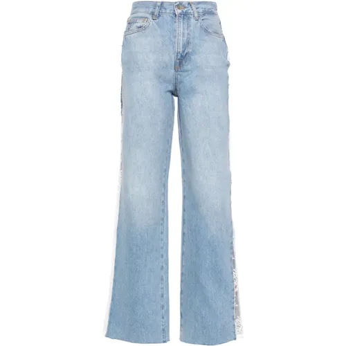 High-Waisted Straight Lace Jeans , female, Sizes: W26, W28 - Liu Jo - Modalova