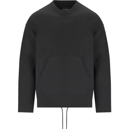 Schwarzer Logo-Sweatshirt mit Rundhalsausschnitt , Herren, Größe: M - Emporio Armani - Modalova