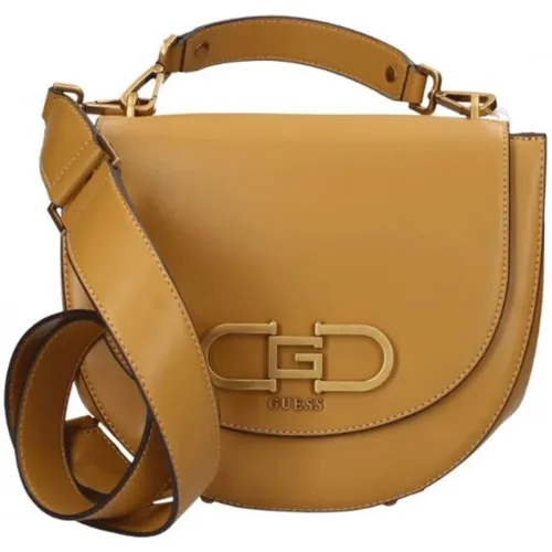 New Mustard Handbag with Flap and Round Shape , female, Sizes: ONE SIZE - Guess - Modalova