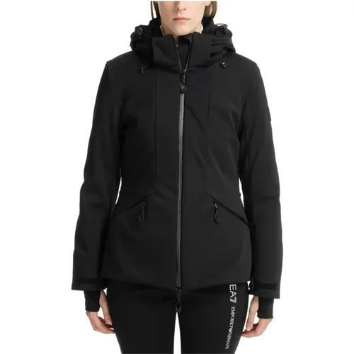 Ski Jacket with Hood and Logo , female, Sizes: S - Emporio Armani EA7 - Modalova