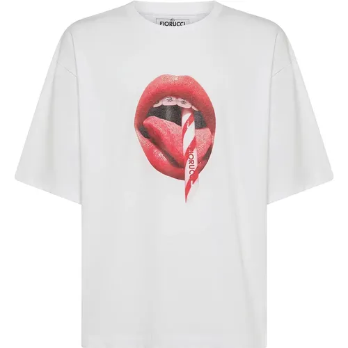 Graphic Mouth Print T-shirt , male, Sizes: L - Fiorucci - Modalova