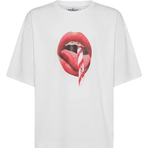 Graphic Mouth Print T-shirt , male, Sizes: L, XL - Fiorucci - Modalova