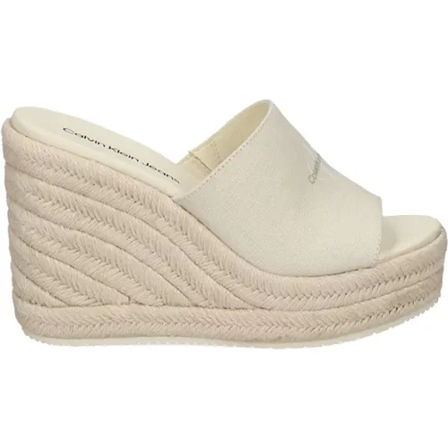 Creme Sandalen Elegante Sommer Schuhe , Damen, Größe: 38 EU - Calvin Klein - Modalova