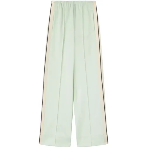 Grüne Weite Hose mit Streifendetails , Damen, Größe: L - Palm Angels - Modalova