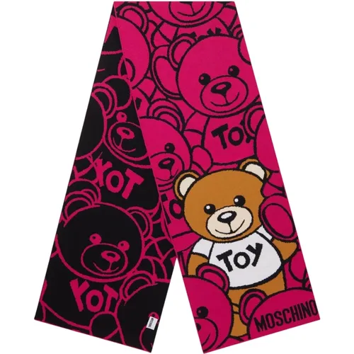Pink Wool Scarf with Logo Print , unisex, Sizes: ONE SIZE - Moschino - Modalova