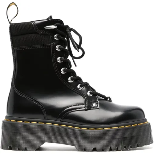 Schwarze Lederstiefel mit Reißverschluss und Glänzender Hardware , Damen, Größe: 36 EU - Dr. Martens - Modalova