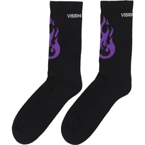 Feuer-Logo-Socken Schwarz/Lila - VISION OF SUPER - Modalova